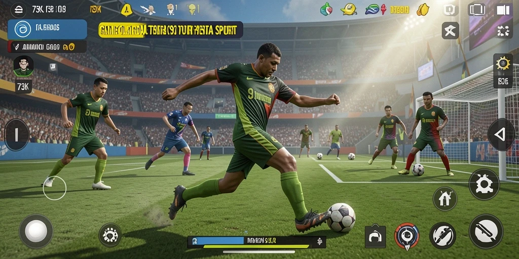 Screenshot utama 73K menampilkan penggunanya saat bermain olahraga yang seru.
