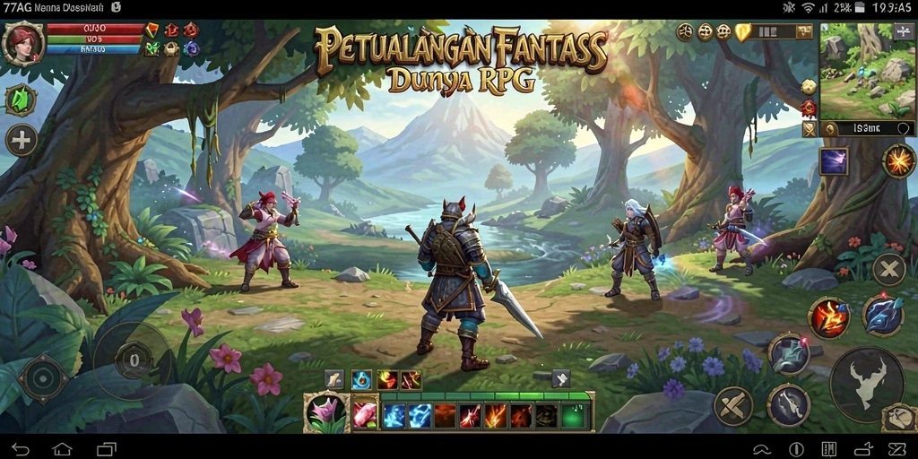 Tampilan gameplay <strong>77AG</strong> menunjukkan aksi pertarungan seru dalam dunia RPG.
