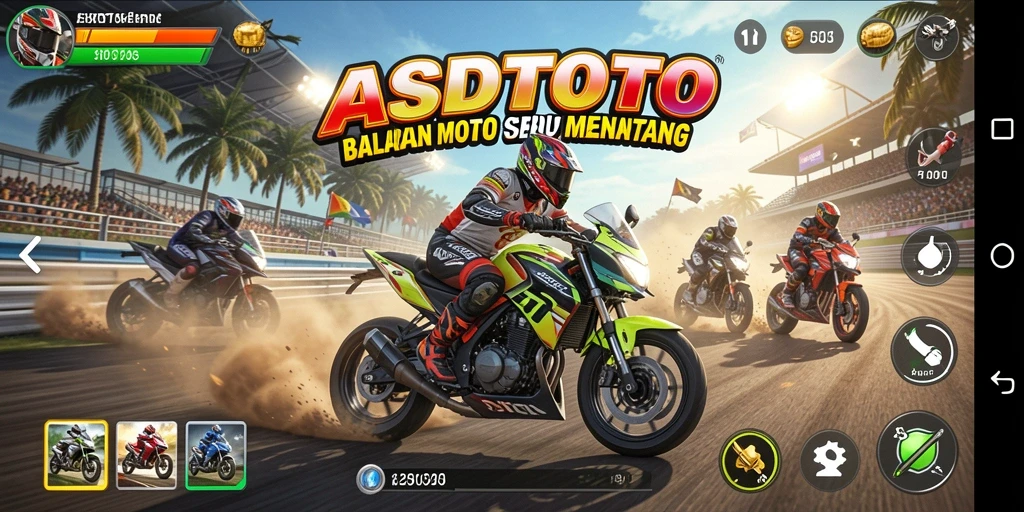 Gameplay seru ASDTOTO dengan motor balap yang cepat.