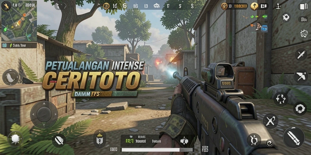 Gameplay intens dan seru dalam CERITOTO dengan pertempuran FPS.