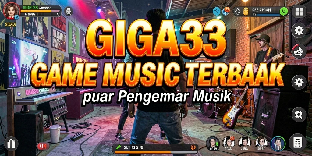 Screenshot utama GIGA33 menampilkan gameplay musik yang menarik.