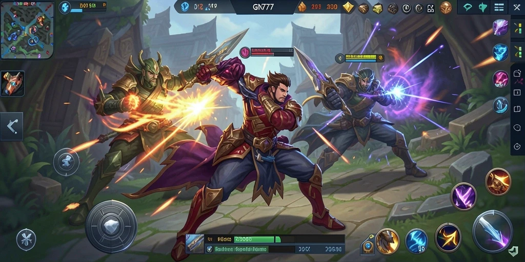 Tampilan gameplay epik dari GN777 dengan aksi MOBA yang mendebarkan.