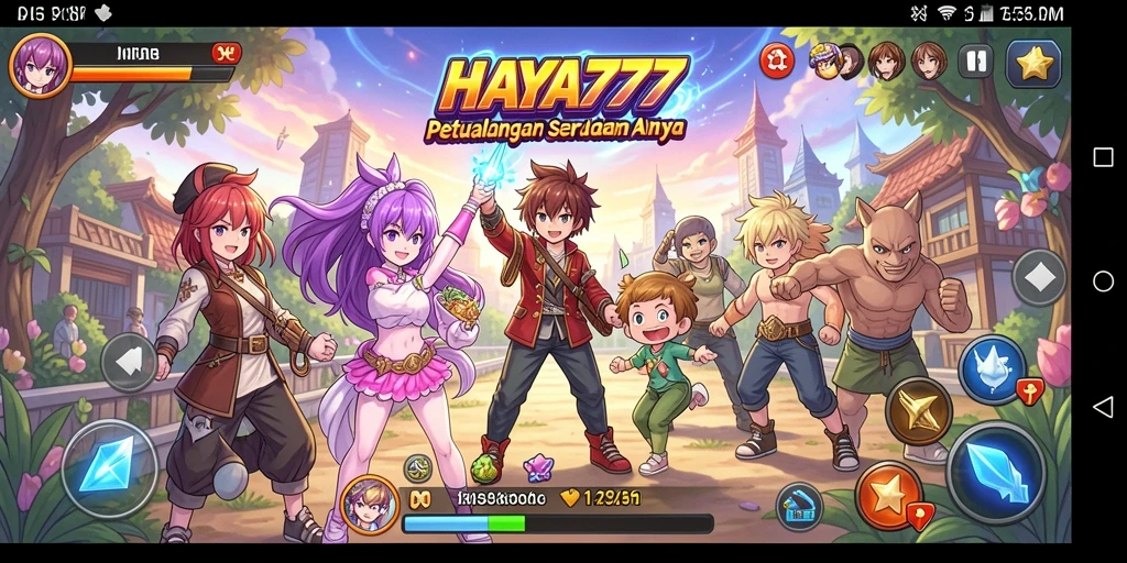 Tampilan gameplay HAYA777 yang penuh aksi dan karakter anime favorit.