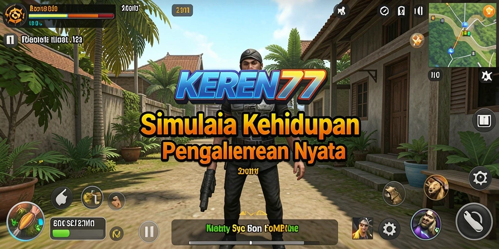 Tangkapan layar permainan KEREN77 menampilkan momen interaksi sosial antara karakter dalam simulasi.