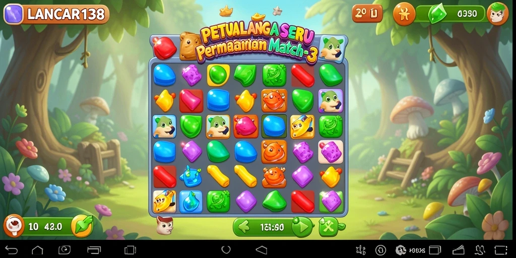 Tampilan gameplay seru LANCAR138 dalam genre Match-3.