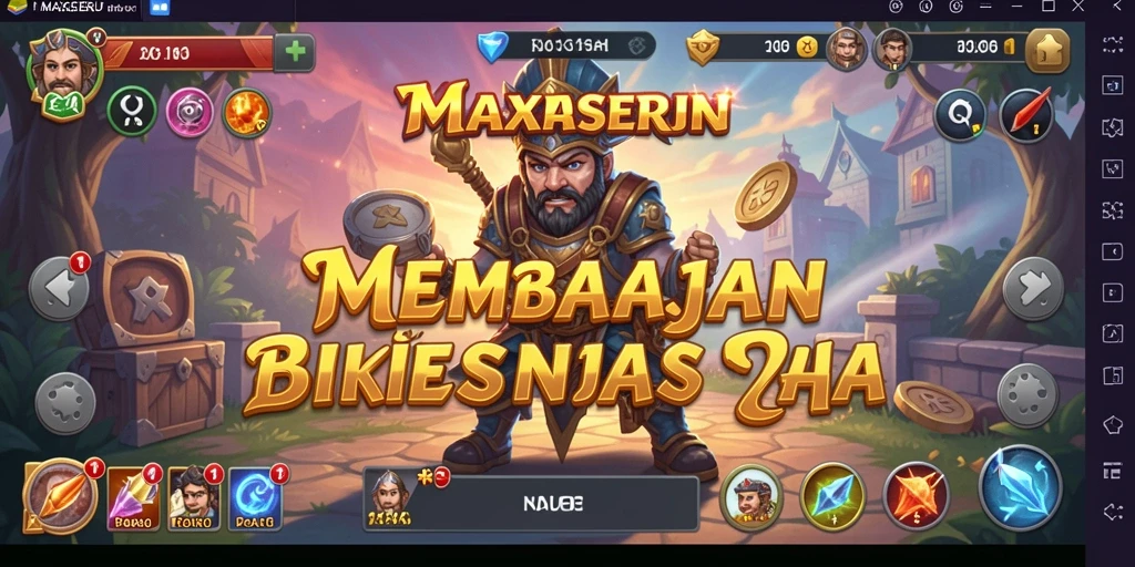 Menampilkan gameplay seru dari MAXSERU dengan berbagai aktivitas bisnis.