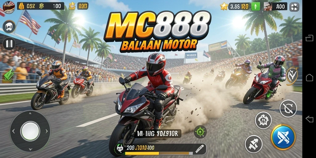 Gameplay menegangkan dari MC888 dalam balapan motor yang seru.