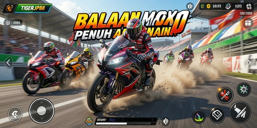 Screenshot gameplay balapan motor yang mendebarkan di TIGERJP88.